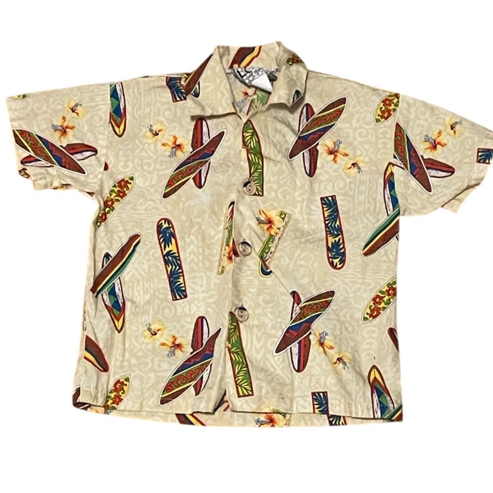 Lord of Hawaii Surfboard Button Down Cotton Shirt